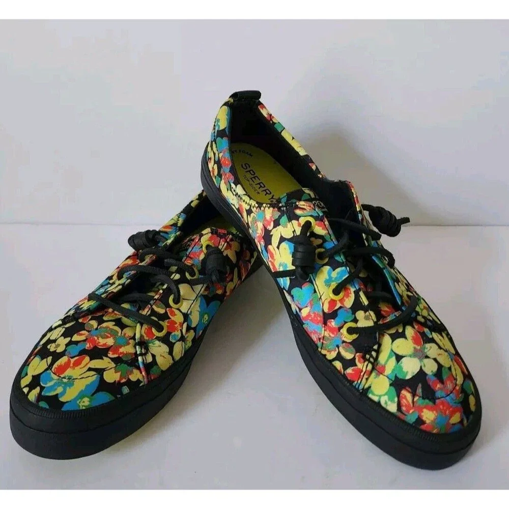 Sperry Women's Crest Vibe Floral Tokyo Sneakers Shoes SZ 8.5 STS87030 Top Sider